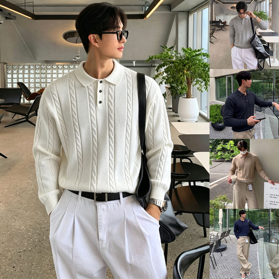 Men's Fashionable Chunky Knit Sweater with Stand-Up Collar Mune Fashion