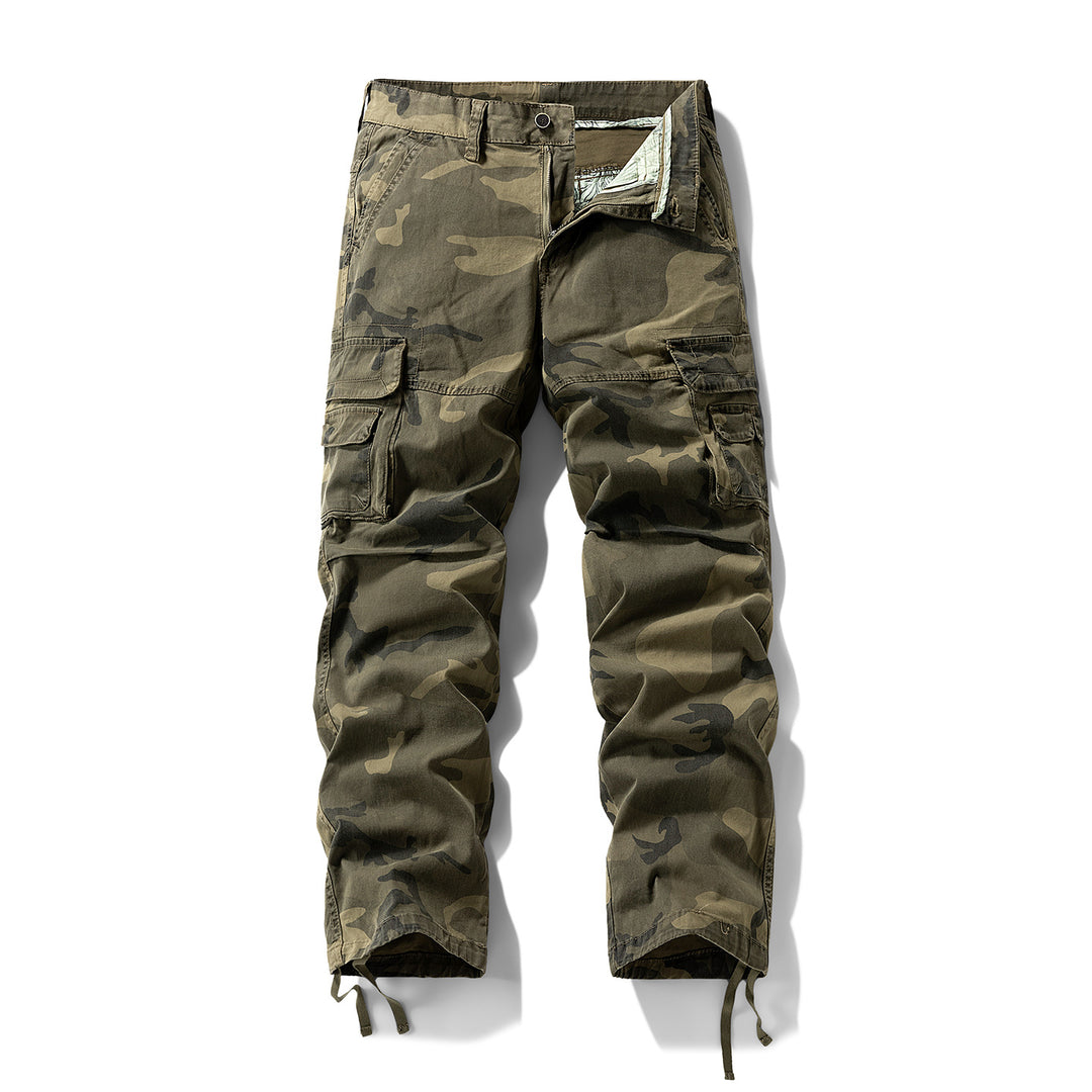 Herren Cargo-Hose mit Camouflage-Muster, Relaxed-Fit, Mehrfach-Taschen und Kordelzug am Saum Mune Fashion