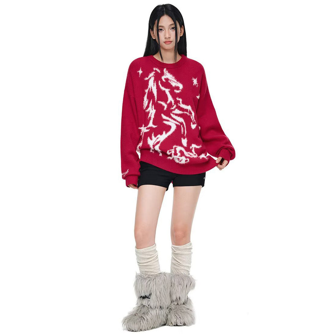 Women's Cozy Oversized Sweater with Unicorn Design Mune Fashion