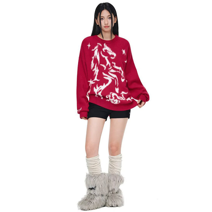 Women's Cozy Oversized Sweater with Unicorn Design Mune Fashion