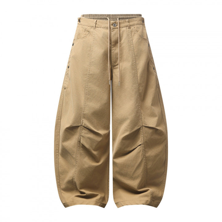 Unisex Wide Balloon Pants with Elastic Waistband, Drawstring, and Distinctive Seam Panels Mune Fashion