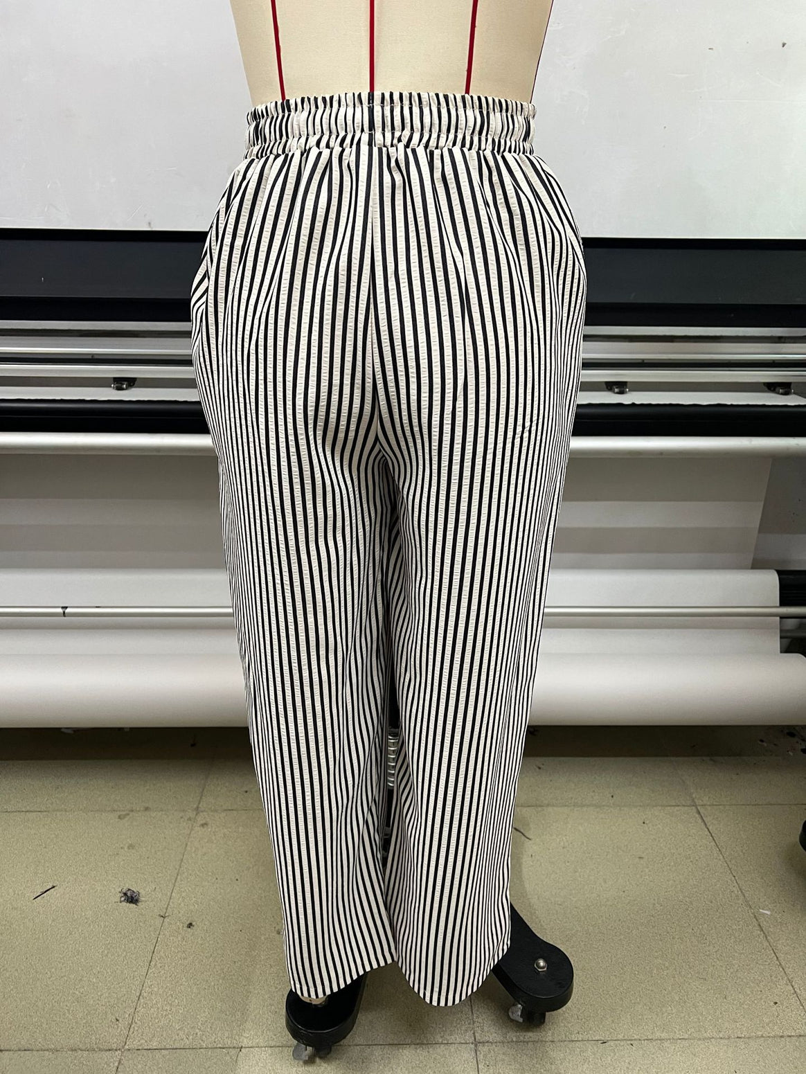 Women's Wide High Waist Pants with Drawstring Stripes Linen Look and Side Pockets Mune Fashion