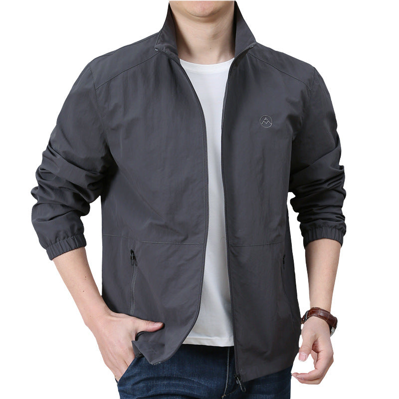 Men's Lightweight Urban Windbreaker with Stand-up Collar, Elastic Cuffs, and Side Zipper Pockets Mune Fashion