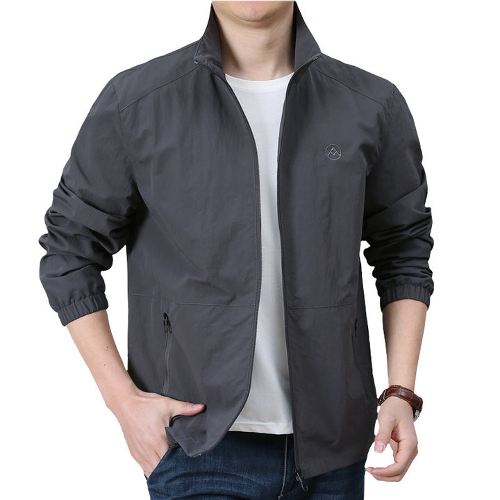 Men's Lightweight Urban Windbreaker with Stand-up Collar, Elastic Cuffs, and Side Zipper Pockets Mune Fashion