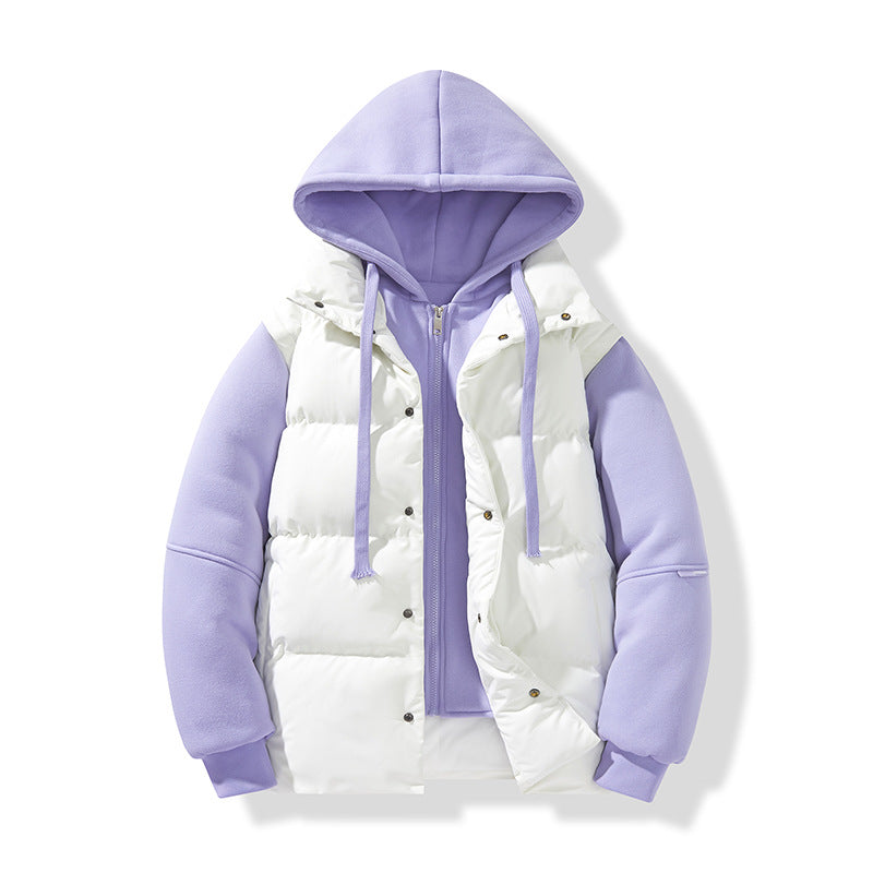 Men's hybrid quilted jacket with integrated hood fleece inner layer Mune Fashion