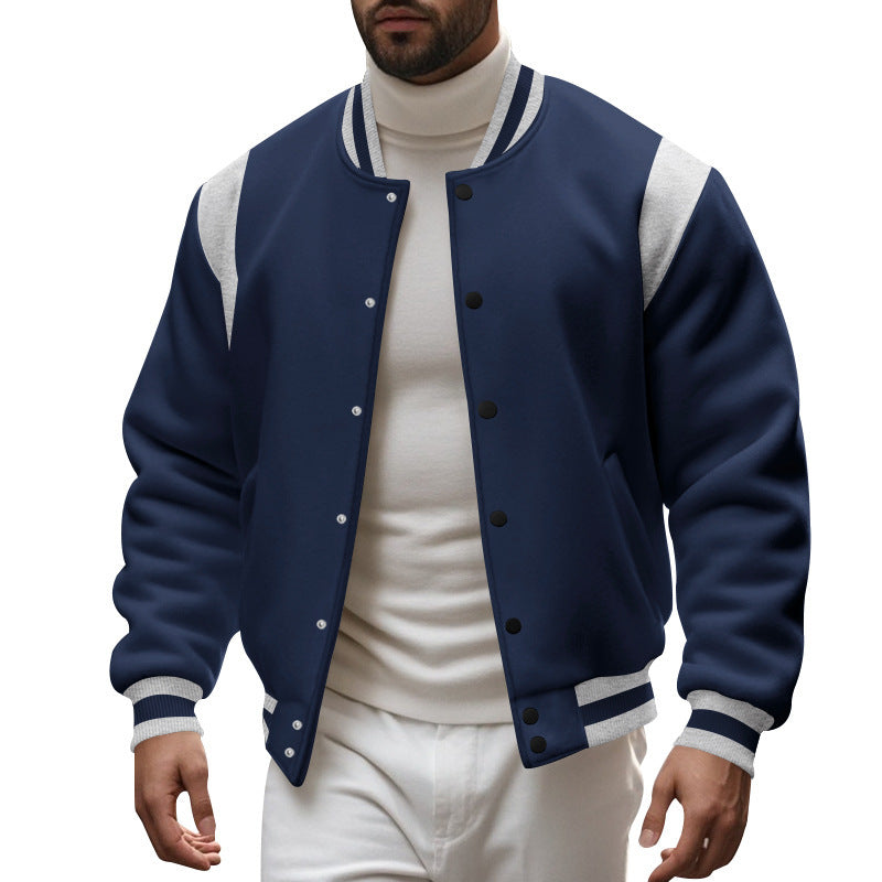 Men's nan College baseball jacket with snap button placket, ribbed collar and contrasting yokes Mune Fashion