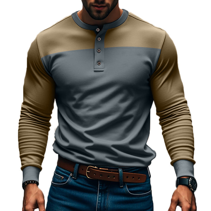 Men's functional Henley long-sleeve shirt with raglan sleeves, reinforced button placket, and tailored fit Mune Fashion