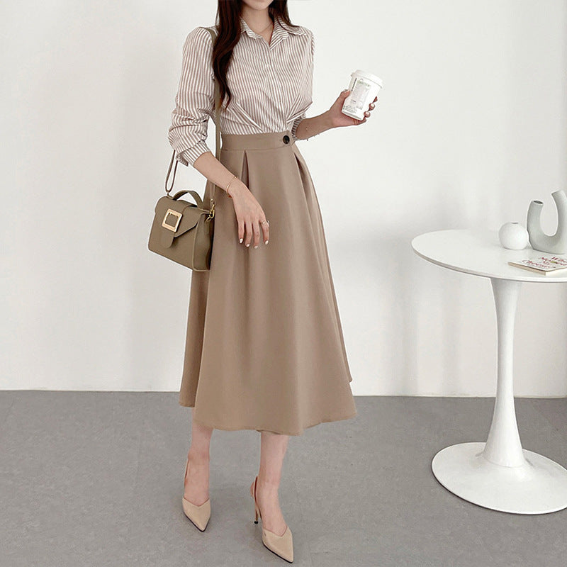 Women Elegant A-Line Midi Skirt Mune Fashion