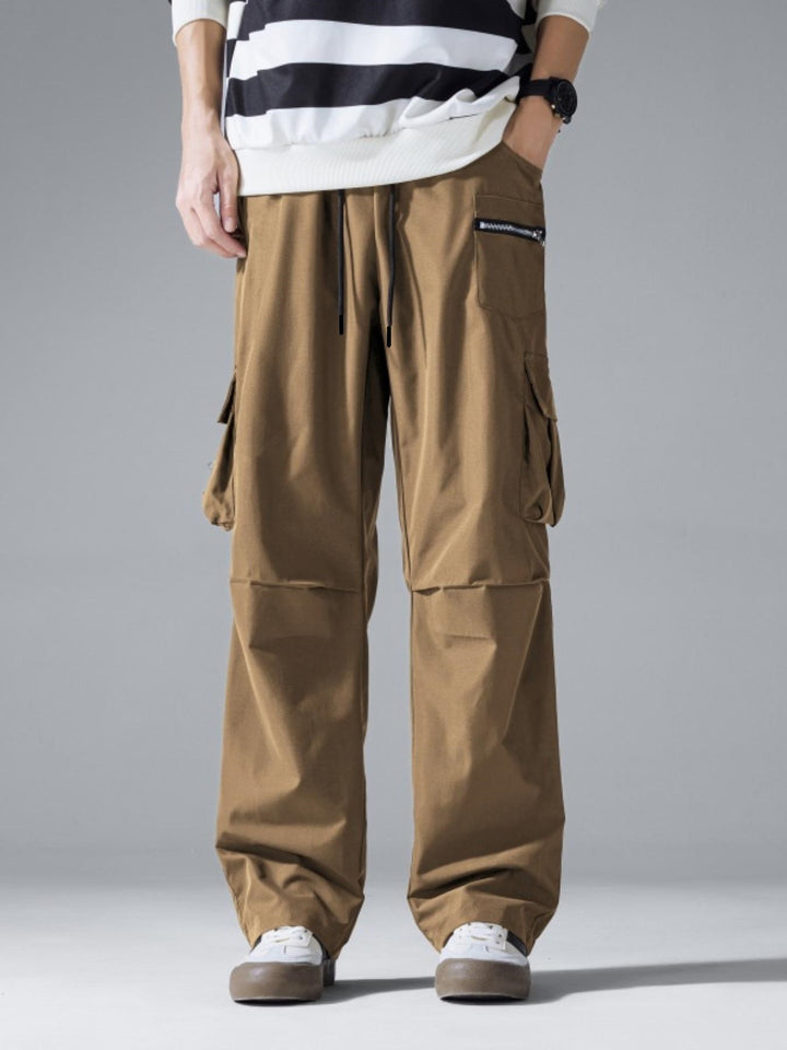 Men's Baggy Utility Cargo Pants with Multiple Pockets, Reinforced Knee Inserts & Drawstring Waist Mune Fashion