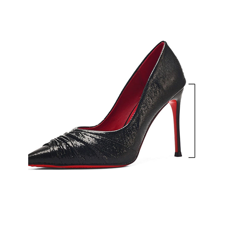 Ladies pointed metallic pumps with gathered vamp and narrow stiletto Mune Fashion