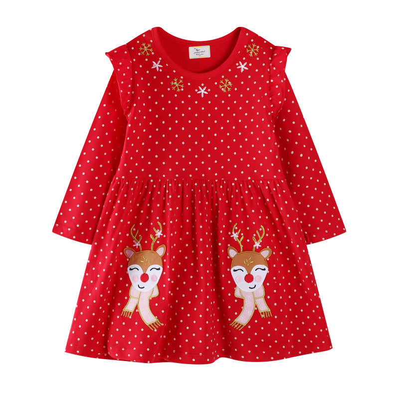 Girls' casual dress with festive reindeer design Mune Fashion