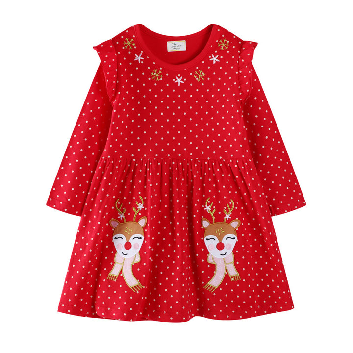 Girls' casual dress with festive reindeer design Mune Fashion
