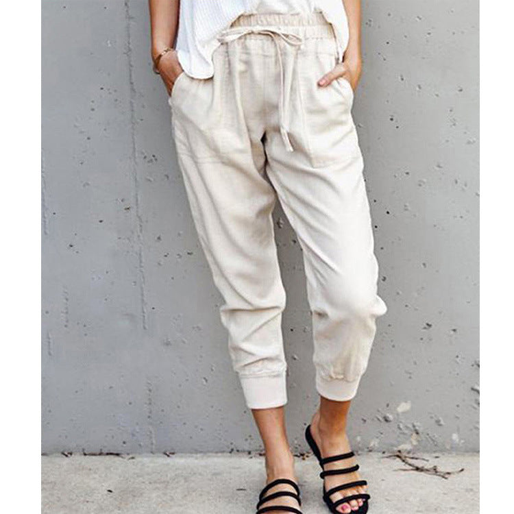 Women's jogging pants with elastic waistband, drawstring and leg cuffs Mune Fashion