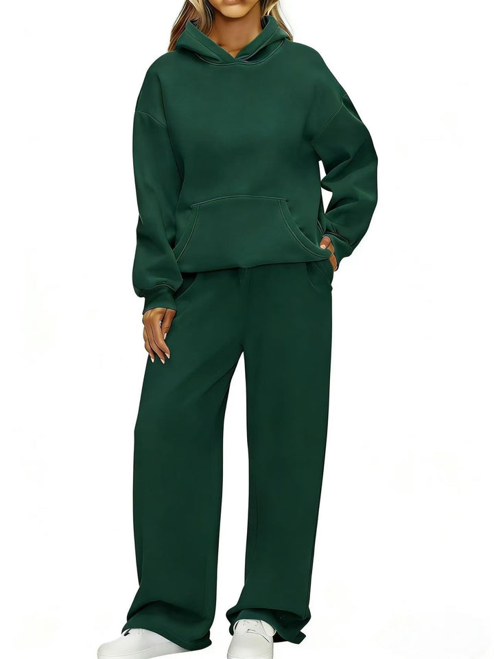 Women's Cozy Loungewear Set with oversized hoodie, kangaroo pocket and wide palazzo jogging pants Mune Fashion