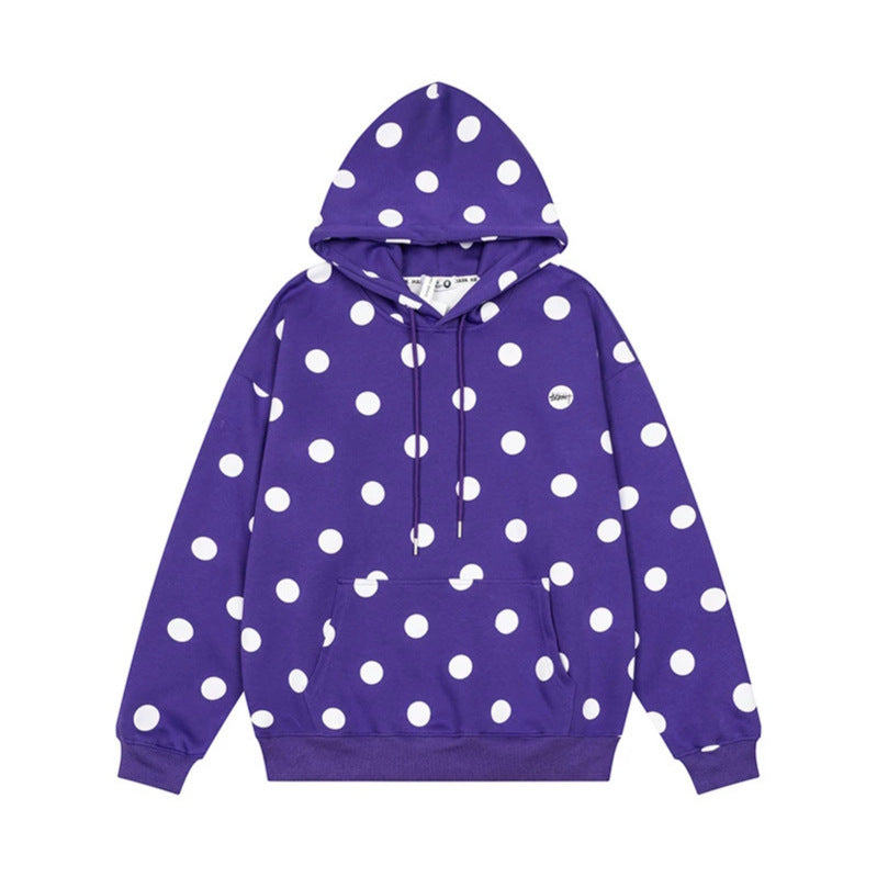 Women’s Oversize Hoodie with Polka Dot Allover and Kangaroo Pocket Mune Fashion