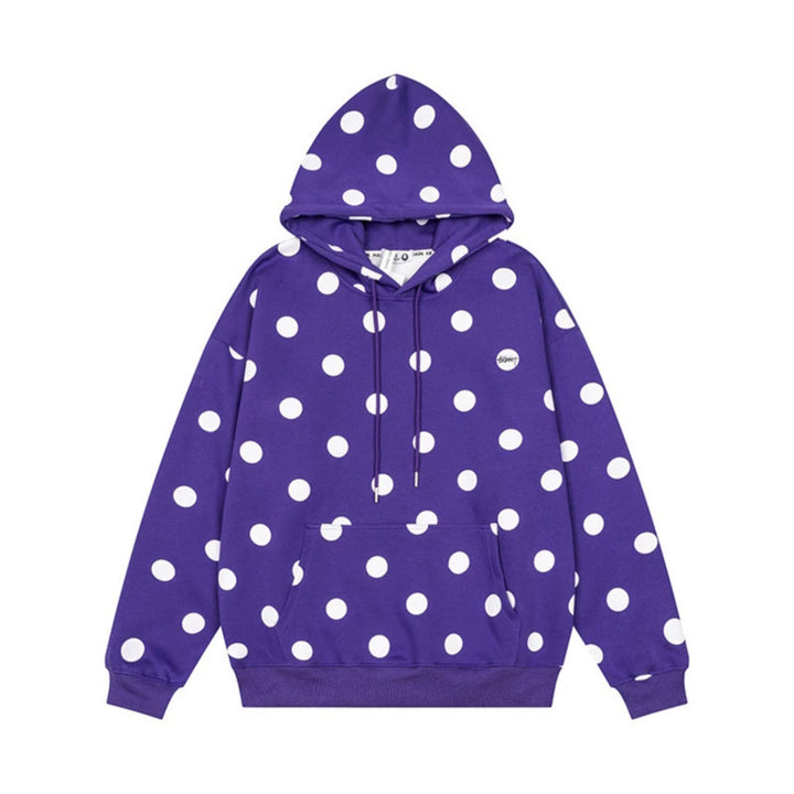 Women’s Oversize Hoodie with Polka Dot Allover and Kangaroo Pocket Mune Fashion