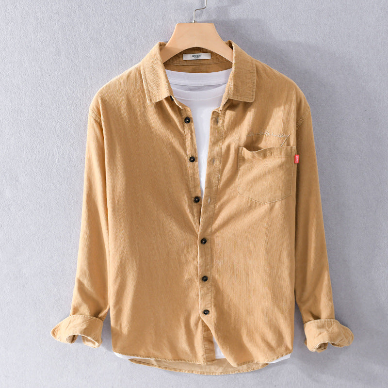 Men's Loose Cotton-Linen Layering Shirt with Chest Pocket and Soft-Touch Texture Mune Fashion