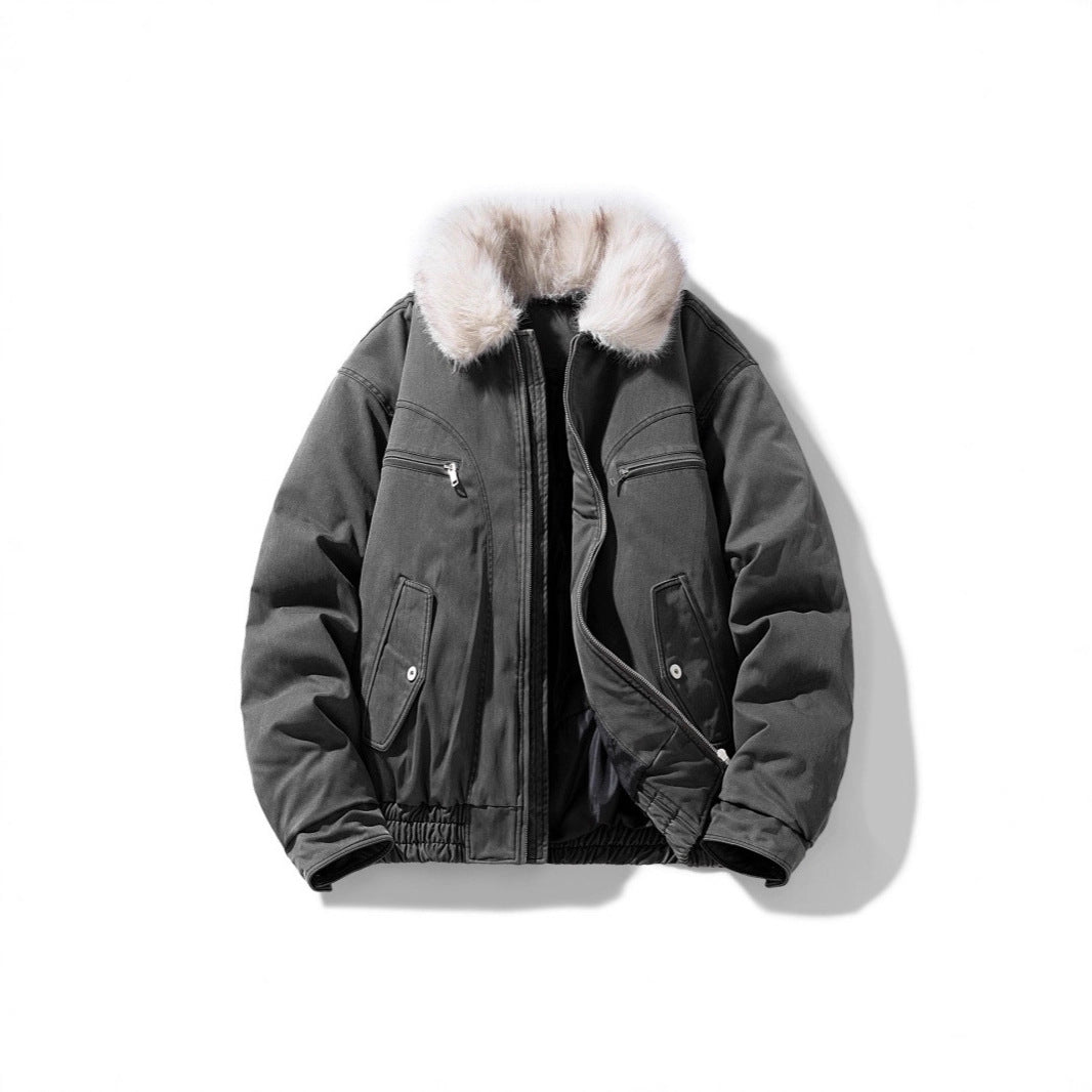 Men's padded bomber jacket with cozy faux fur collar and multiple pockets Mune Fashion