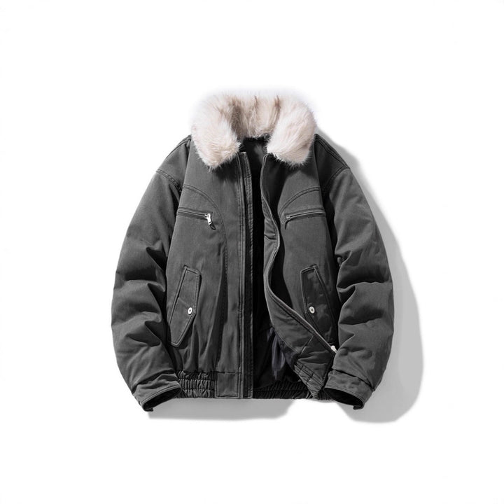 Men's padded bomber jacket with cozy faux fur collar and multiple pockets Mune Fashion