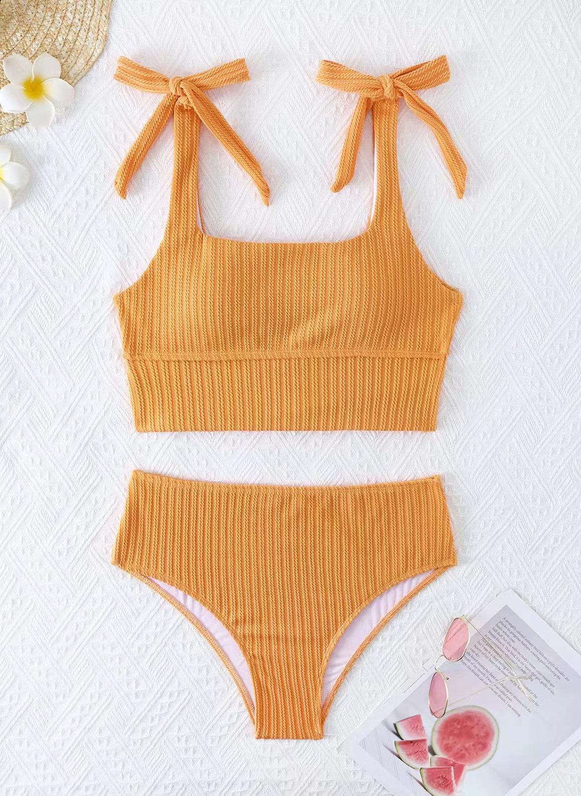 Women's bikini set with trendy ribbed design and adjustable tie straps Mune Fashion