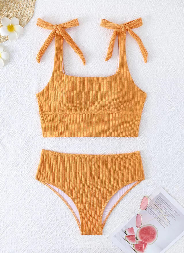 Women's bikini set with trendy ribbed design and adjustable tie straps Mune Fashion