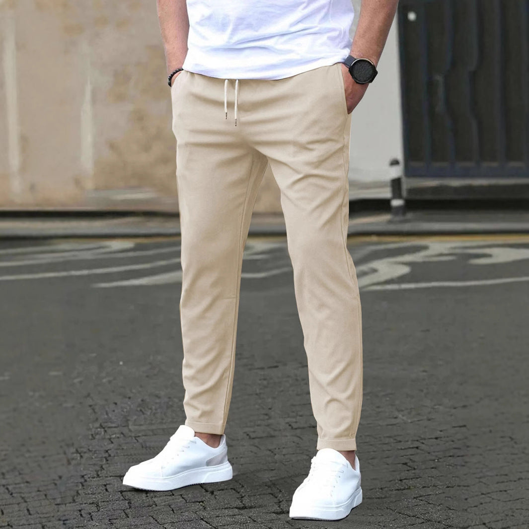 Men's Slim-Fit Jogging Pants with Drawstring, Side Pockets, and Narrow Ankle Hem Mune Fashion