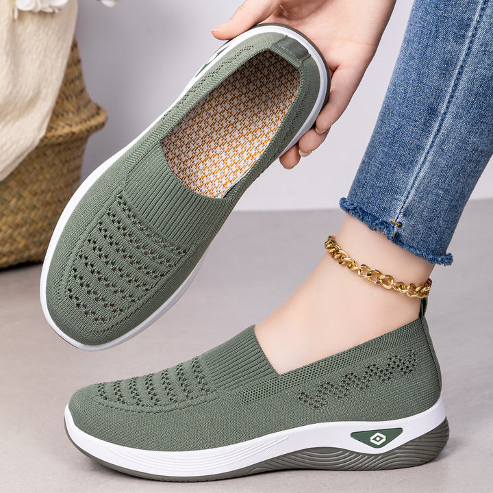 Ladies seamless breathable knit slip-on comfort walking shoe Mune Fashion