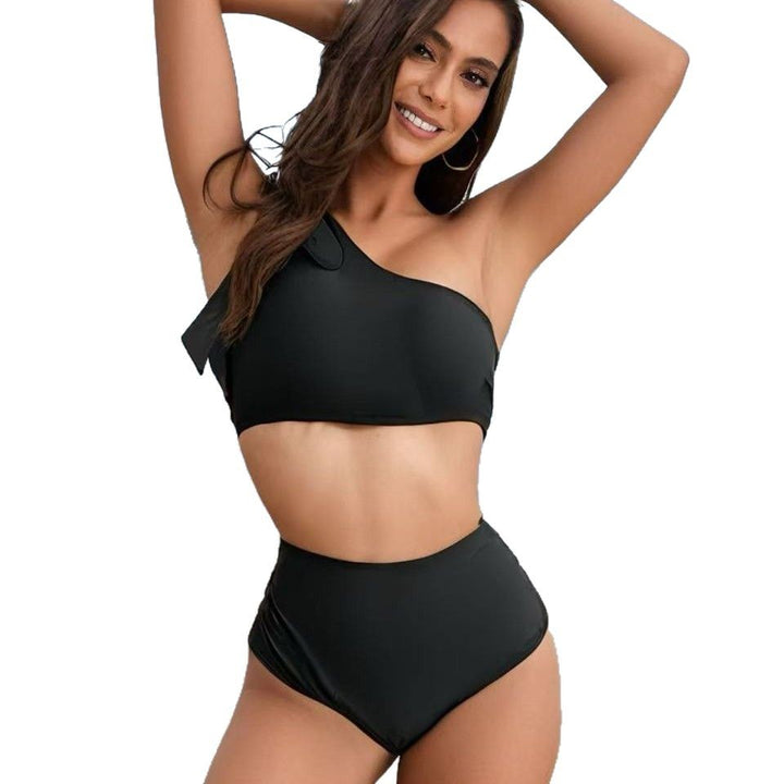 Women's High-Waisted Bikini Set with Asymmetrical Top Mune Fashion