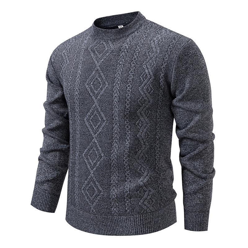 Men's knitted round neck sweater with diamond pattern and fine textured knit Mune Fashion