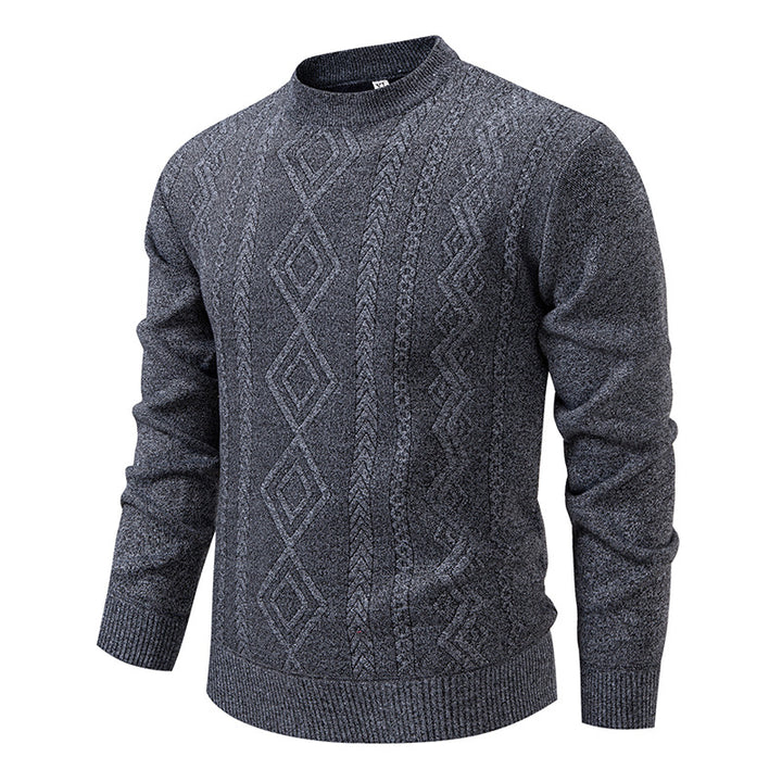 Men's knitted round neck sweater with diamond pattern and fine textured knit Mune Fashion