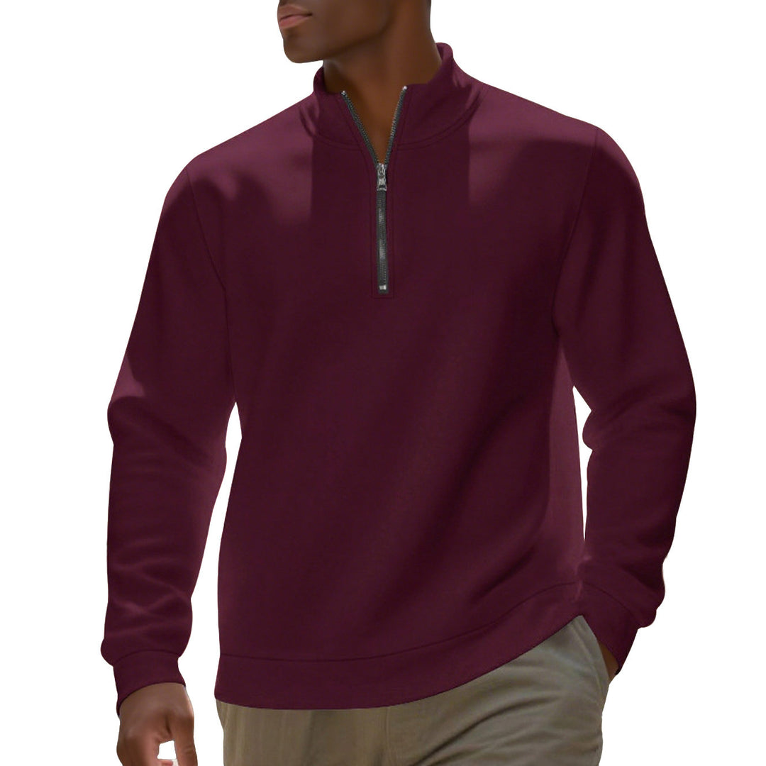 Men's half-zip sweatshirt made of cotton blend with stand-up collar, soft lining and ribbed cuffs Mune Fashion