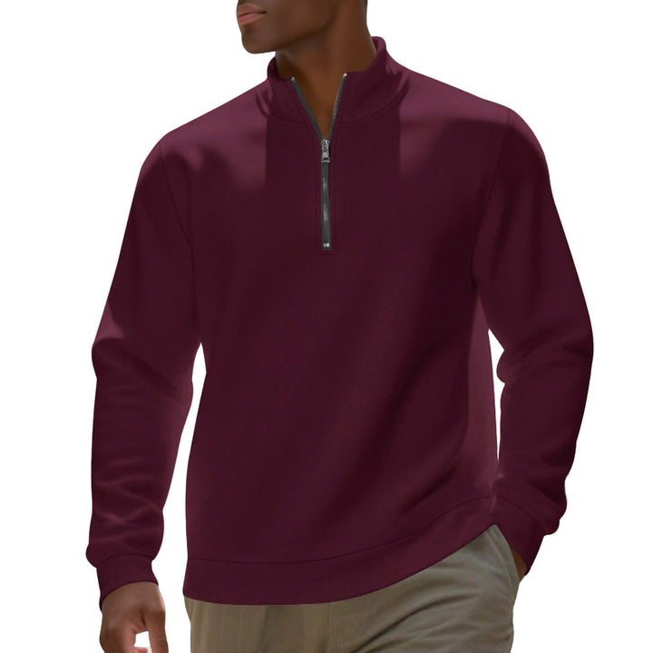 Men's half-zip sweatshirt made of cotton blend with stand-up collar, soft lining and ribbed cuffs Mune Fashion
