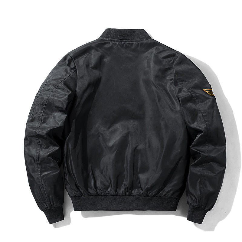 Men's bomber jacket in flight style with nylon shell, patch applications, and arm pocket Mune Fashion