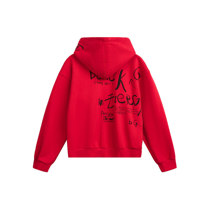 Unisex hooded zip jacket in boxy cut with large portrait print Mune Fashion