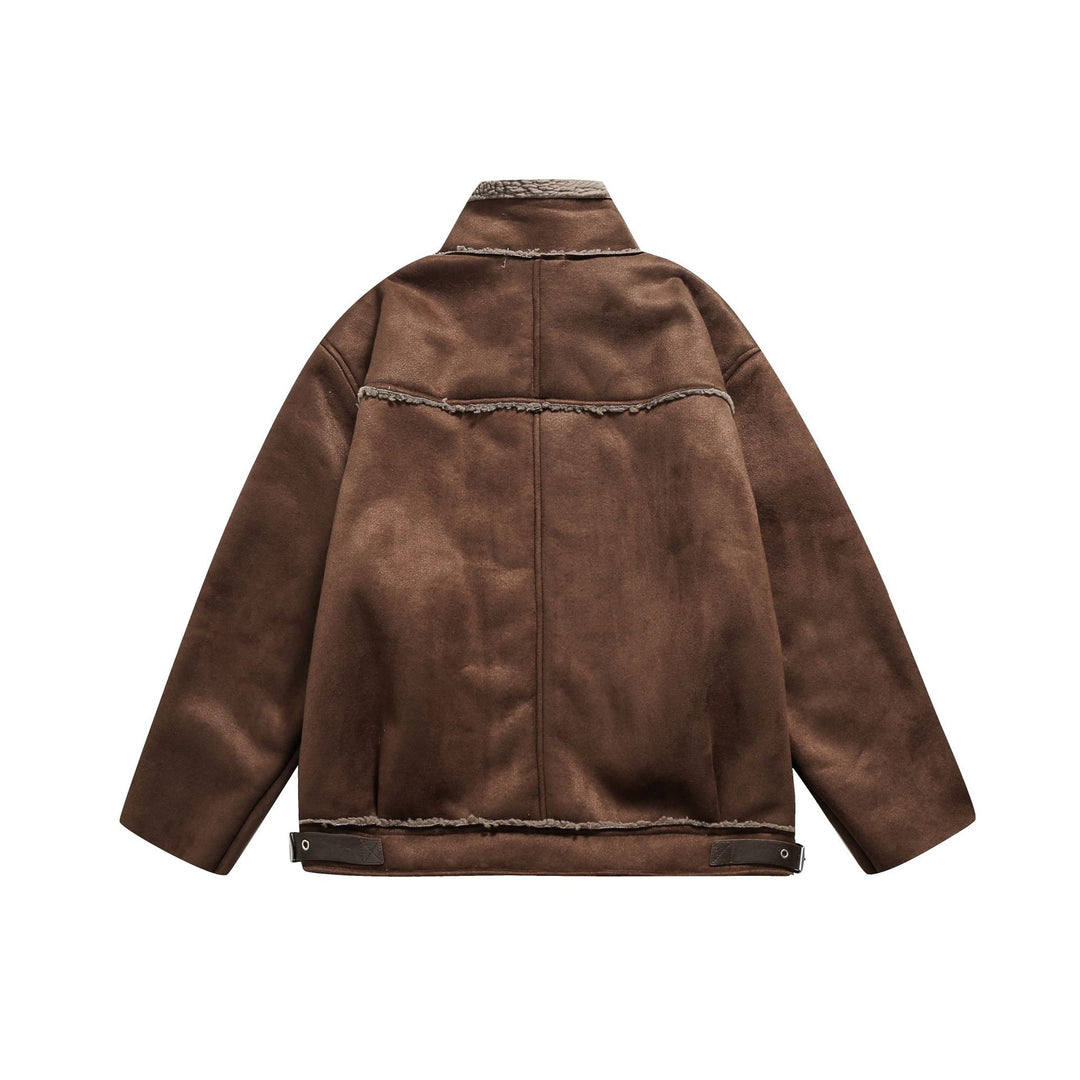 Men's pilot leather jacket with lambskin collar and adjustable hem Mune Fashion
