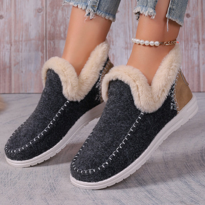 Women Lined Felt Mules with Teddy Lining and Ergonomic Rubber Sole Mune Fashion
