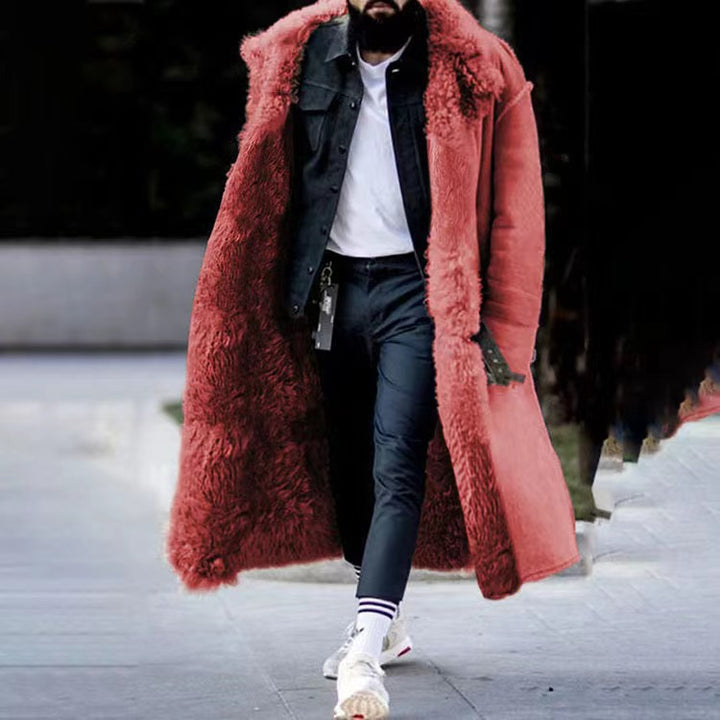 Men's Longer Relaxed-Fit Coat with Teddy Collar and Concealed Button Placket Mune Fashion