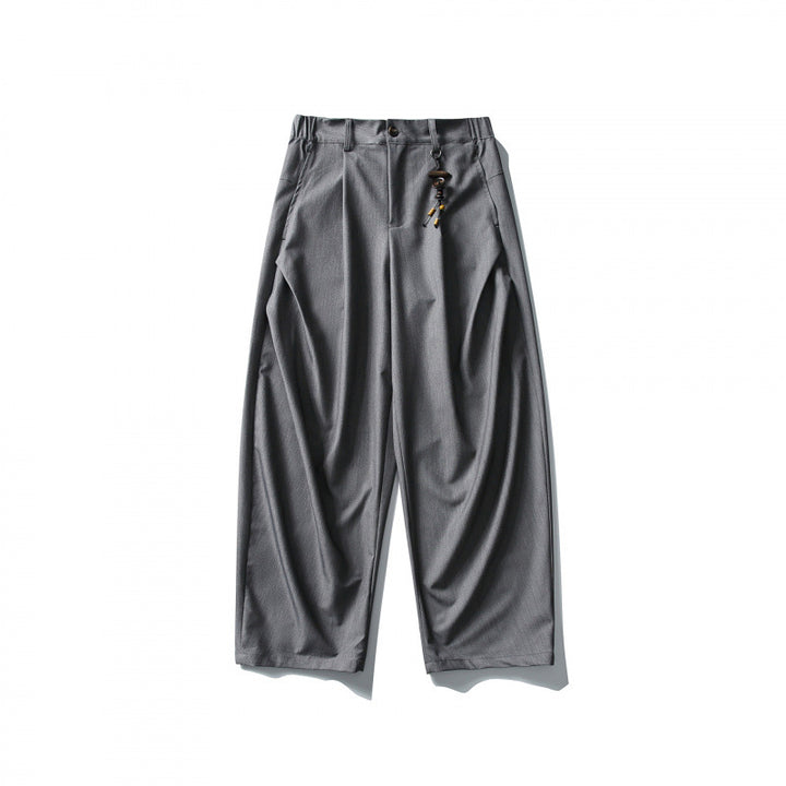 Men's Wide Pleated Culotte Pants with Low Crotch Mune Fashion