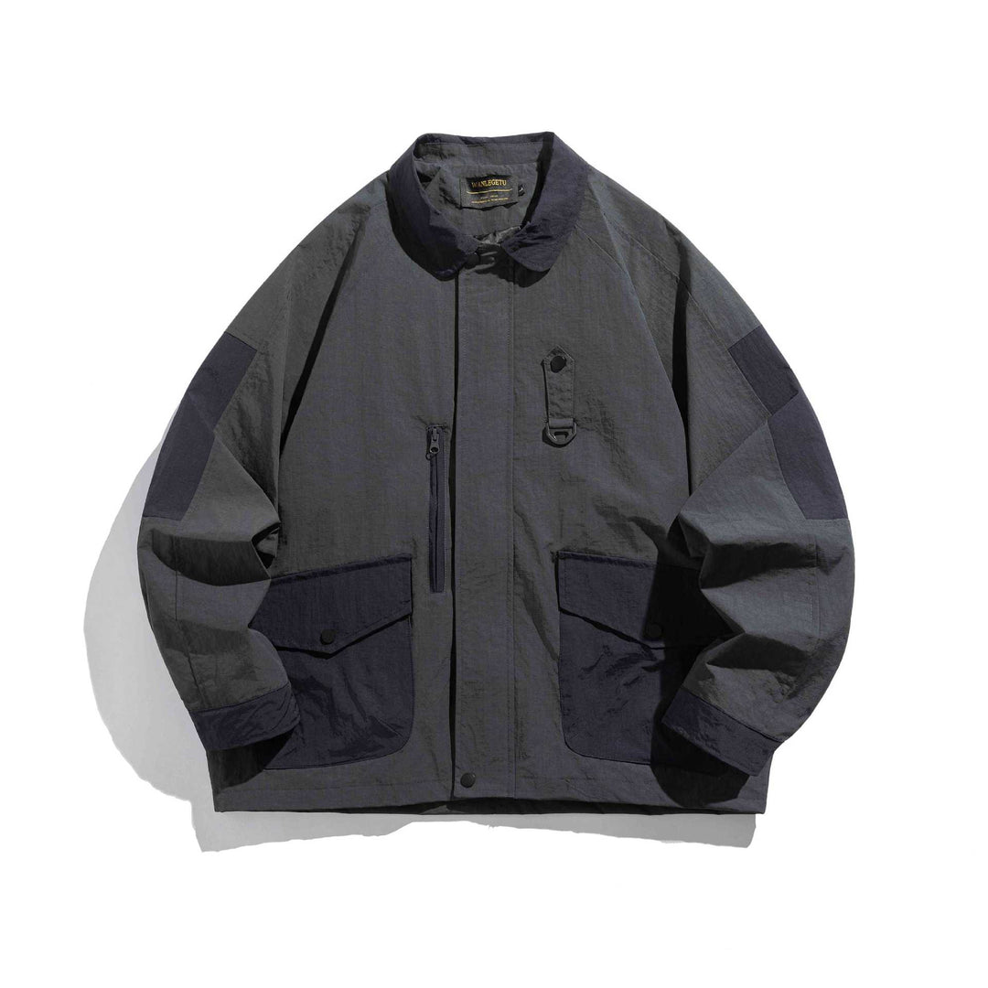 Unisex utilitarian field blouson jacket with multiple pockets and D-ring Mune Fashion