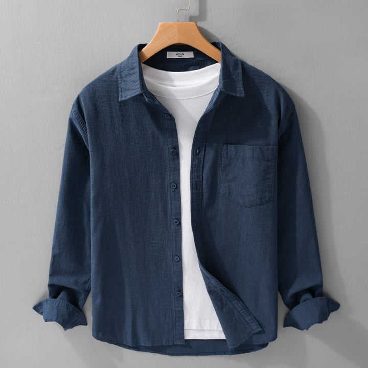 Men's Soft-Touch Cotton Blend Overshirt in Layering Look with Chest Pocket Mune Fashion