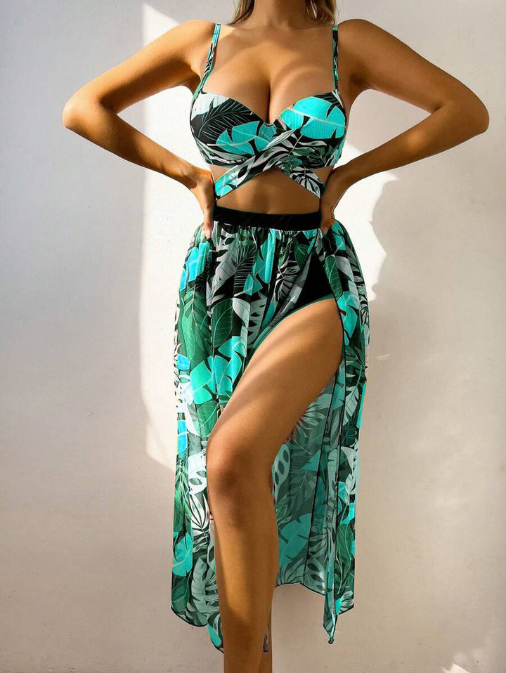 Women's Bikini Set with extravagant Cut-Out and floral Skirt Mune Fashion