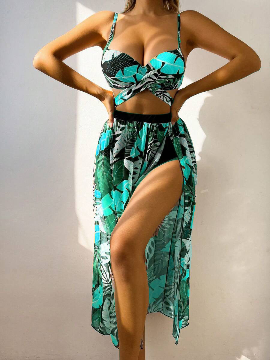 Women's Bikini Set with extravagant Cut-Out and floral Skirt Mune Fashion