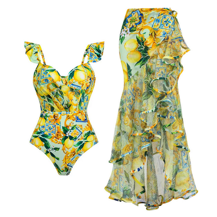 Women's one-piece swimsuit with floral pattern mix and sophisticated cut-outs Mune Fashion