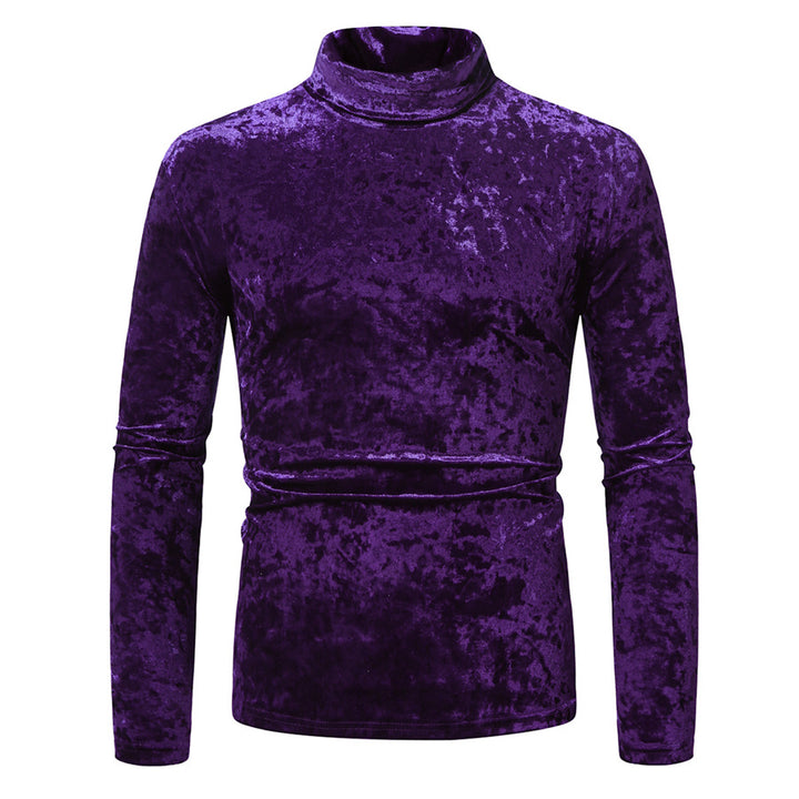 Men's Fitted Velvet Long Sleeve with Stand-Up Collar and Light Stretch Mune Fashion