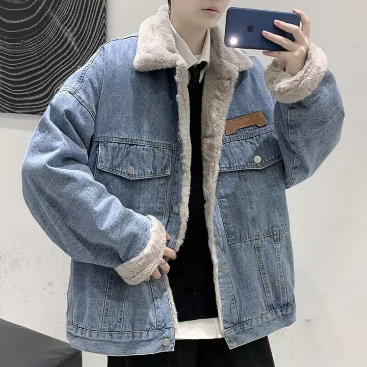 Women's Casual Denim Jacket with Fleece Lining Mune Fashion