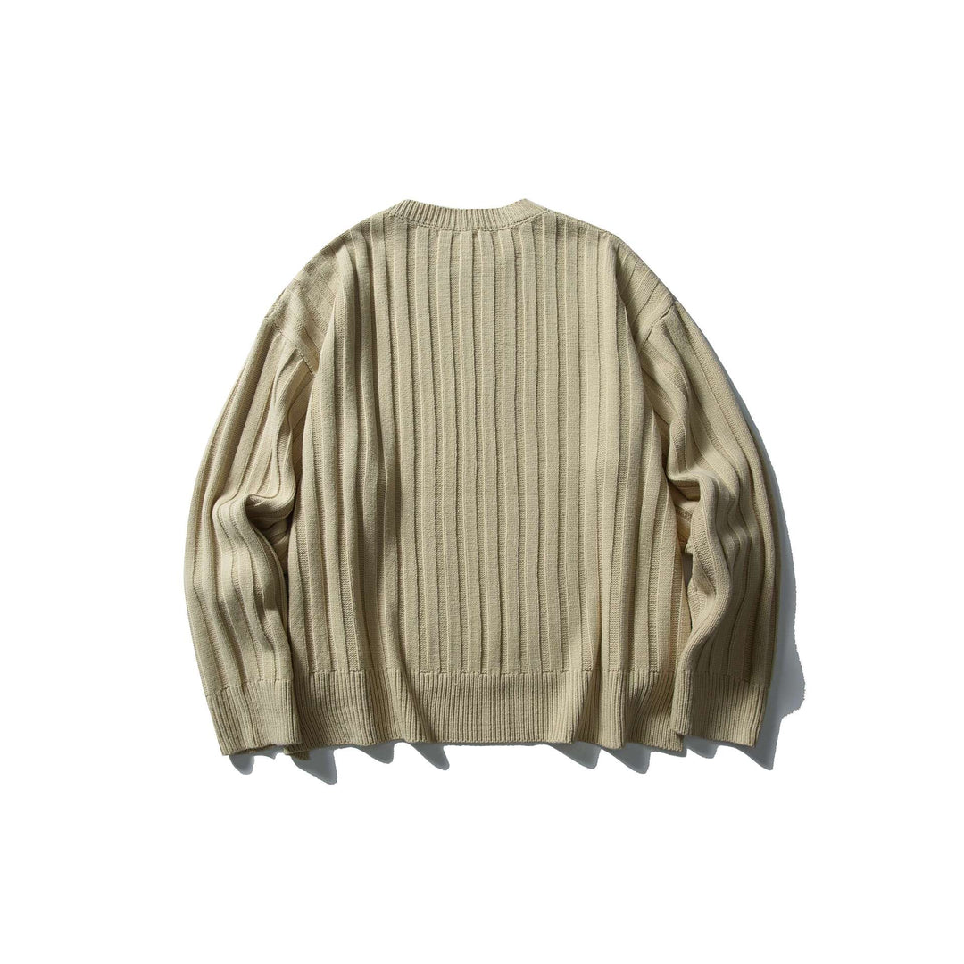 Unisex Coarse Ribbed Oversize Sweater with Round Neck