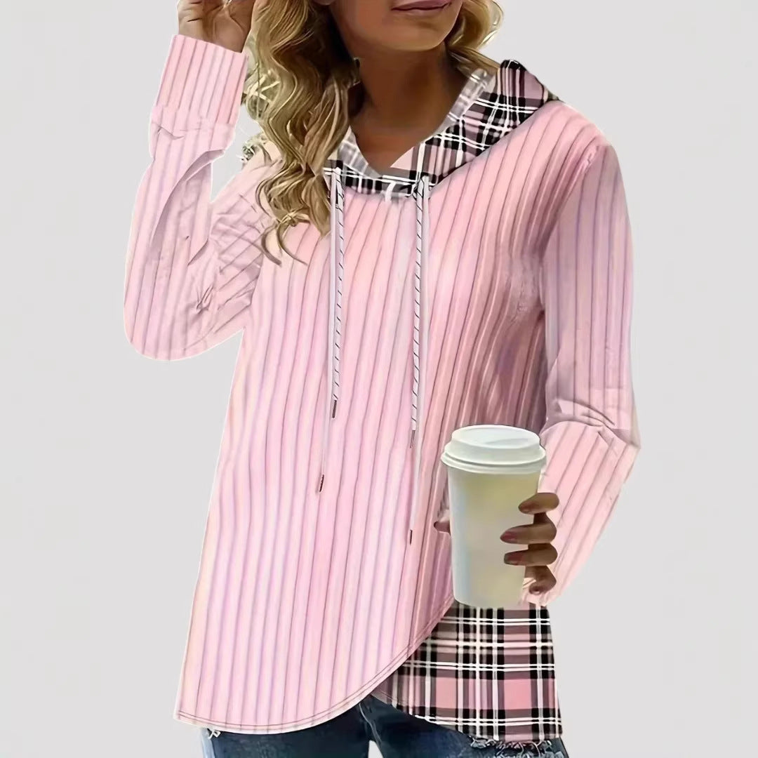 Women's Fashion Long Sleeve Shirt with Check Pattern