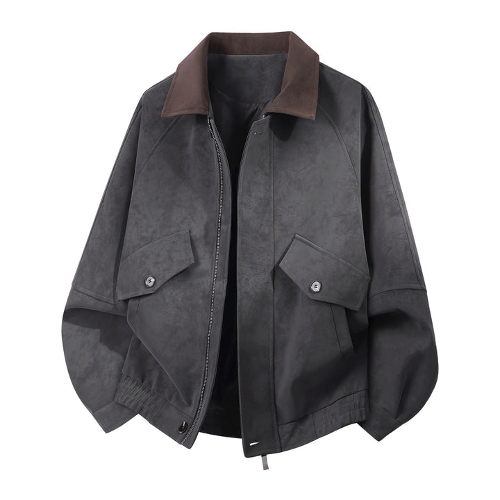 Men's oversized velour blouson with contrasting collar and flap pockets Mune Fashion