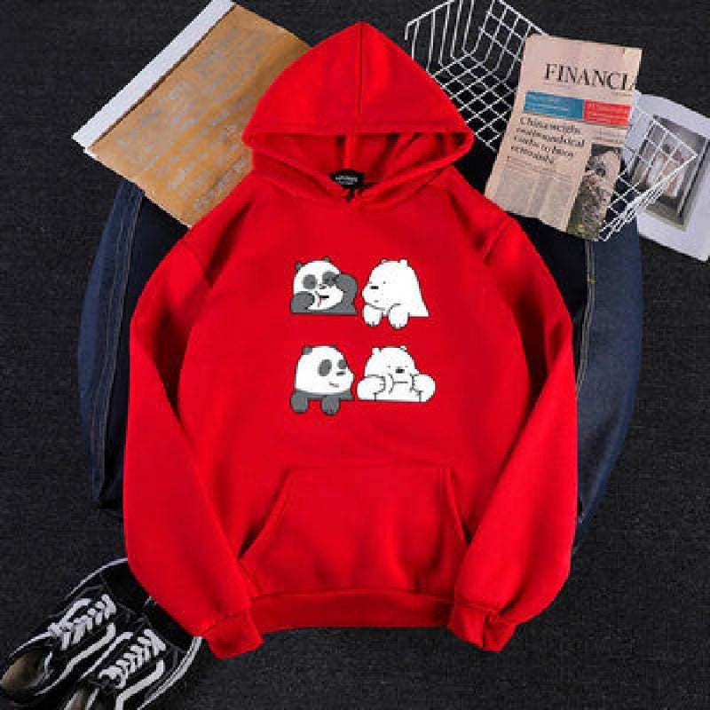 Unisex hooded sweatshirt with cute comic animal print, kangaroo pocket and soft fleece inner lining Mune Fashion