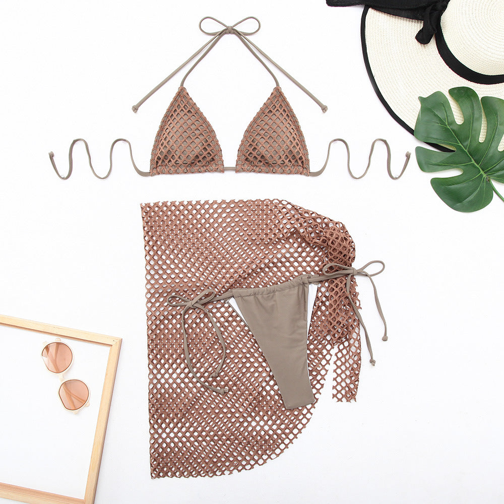 Women's bikini set with innovative mesh design and trendy wrap skirt Mune Fashion
